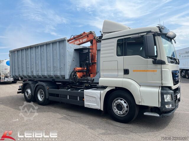 Roll-off tipper truck MAN TGS 26.460 6x2*Meiller RS21.65 ++ Kran Mulde