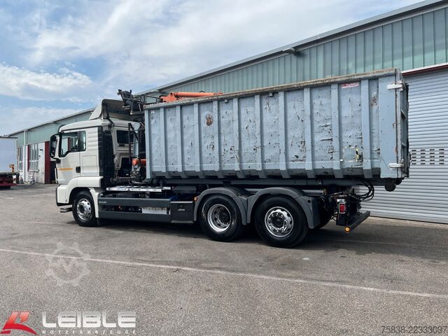 Roll-off tipper truck MAN TGS 26.460 6x2*Meiller RS21.65 ++ Kran Mulde