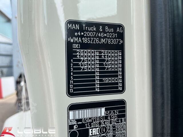 Roll-off tipper truck MAN TGS 26.460 6x2*Meiller RS21.65 ++ Kran Mulde