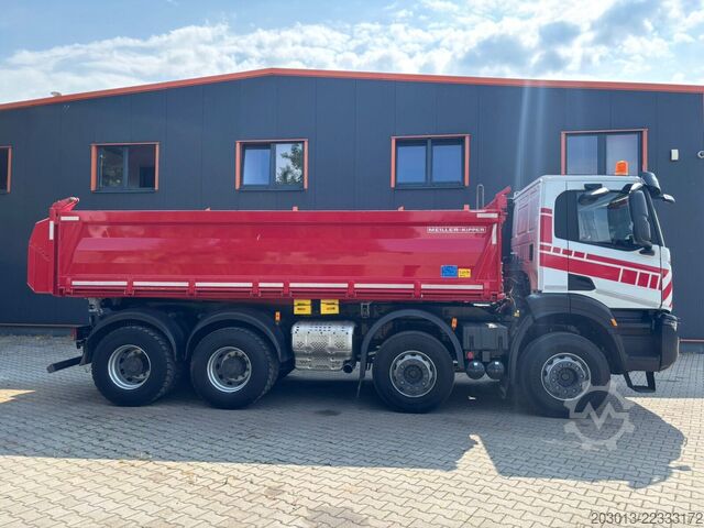 Three-sided tipper truck IVECO MS34Y 8x4 Euro6 Kipper Meiller Bordmatic
