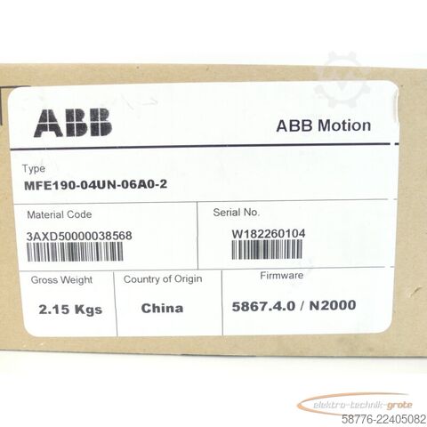 Komponente ABB MFE190-04UN-06A0-2 Servoumrichter SN W182260104