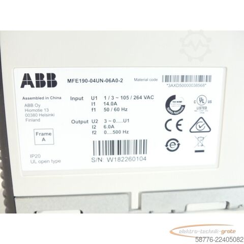 Komponente ABB MFE190-04UN-06A0-2 Servoumrichter SN W182260104