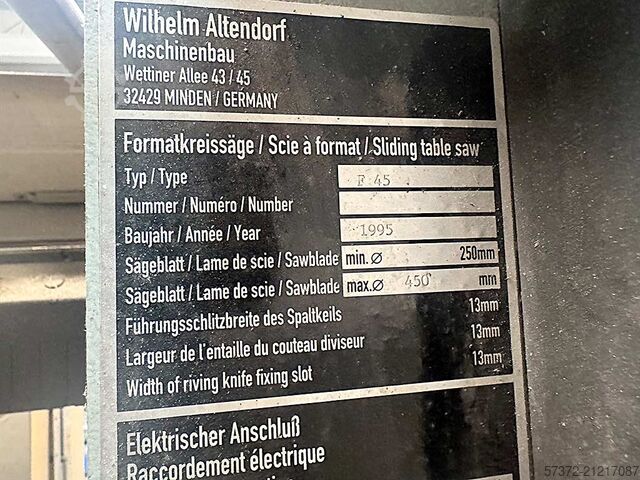 Formatkreissäge Altendorf F45