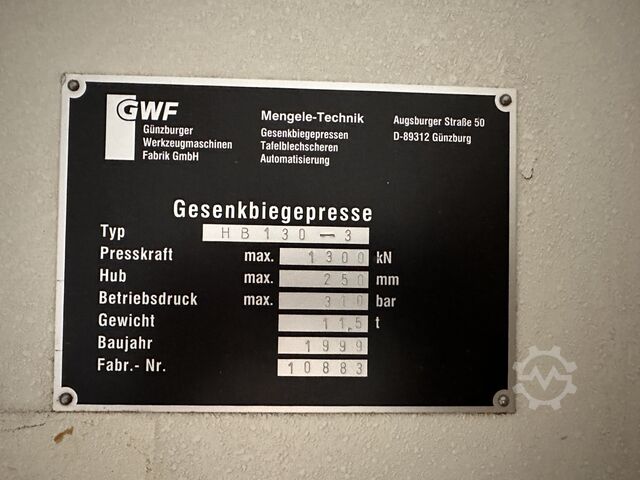 Abkantpresse GWF Mengele HB 130 - 3