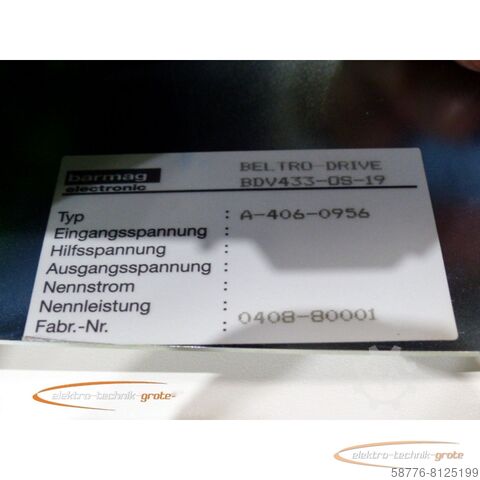 Component Barmag A-406--0956 Beltro-Drive BDV433-OS-19 - ! -