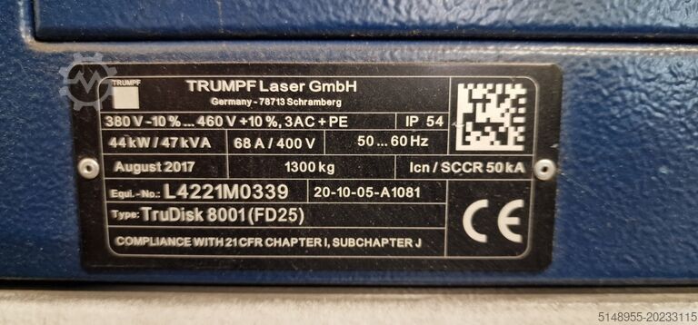 Laser cutting machine TRUMPF TruLaser 5030 fiber