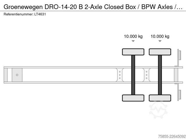 Koffer Groenewegen DRO-14-20 B 2-Axle Closed Box / BPW Axles / Ste...