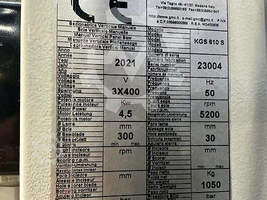 Vertikale Plattensägen GMC KGS 610S 2021 GMC KGS 610S