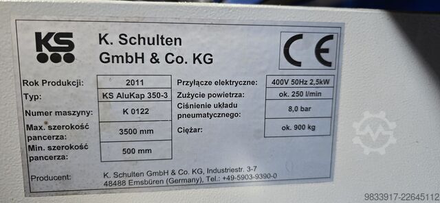 Automatische Fertigungslinie zur Herstellung von Panzerungen K. Schulten GmbH & Co. KG KS AluKap 350-3