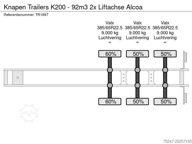 Moving floor Knapen Trailers K200 - 92m3 2x Liftachse Alcoa
