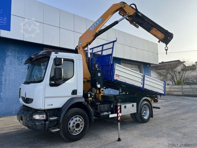 Three-way tipper truck with crane Renault Midlum 240