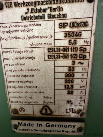 Innen- und Planschleifmaschine WMW GLAUCHAU SIP 400/500