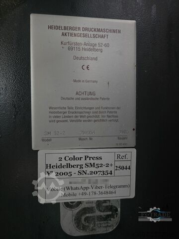 2 Color Sheet-Fed Offset Press Heidelberg SM 52-2+