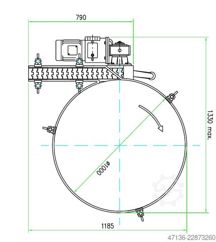 Sammeltisch mit Antrieb - CW (im Uhrzeigersinn)  Antriebsstation mit Abnahmetisch 1000 mm