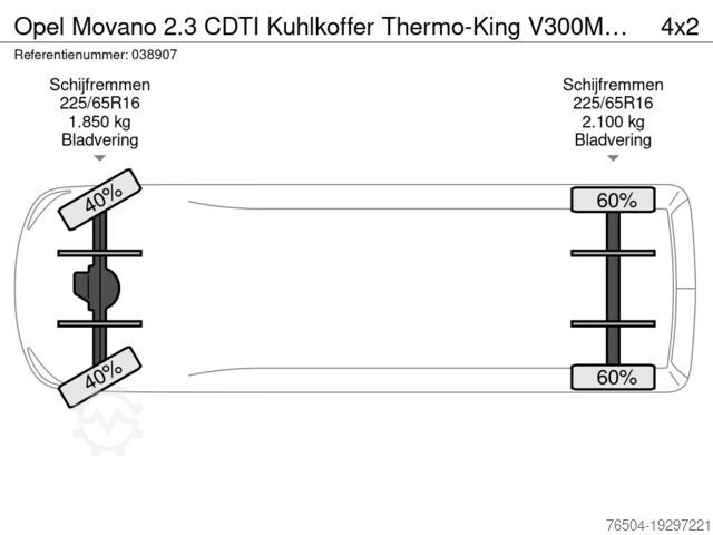Refrigerated/freezer transport (closed box) Opel Movano 2.3 CDTI Kuhlkoffer Thermo-King V300MAX ...