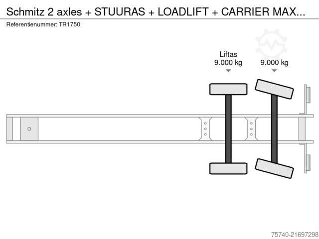 Refrigerated/freezer transport Schmitz 2 axles + STUURAS + LOADLIFT + CARRIER MAXIMA 1300