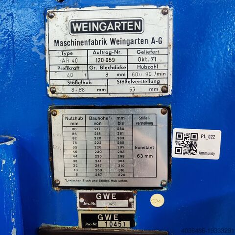 Exzenterpresse WEINGARTEN A40