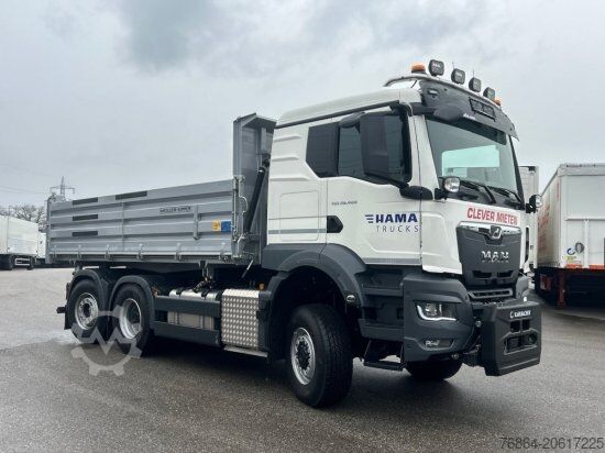 Three-sided tipper truck MAN TGS 28.480 6X4X4 , MEILLER, WINTERDIENSTAUSRüSTUNG, ACHSLIFT, LENKACHSE