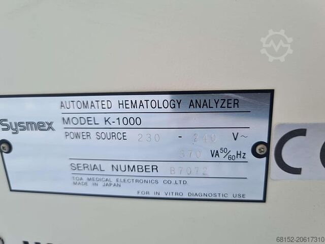 Sysmex K-1000 Hematology Analyzer Sysmex K-1000