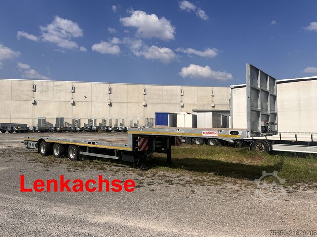 Low loader semitrailer Möslein ST 3 Plato 8,7  3 Achs Satteltieflader Plato 45 t GGfür Fertigteile, Baumaschinen
