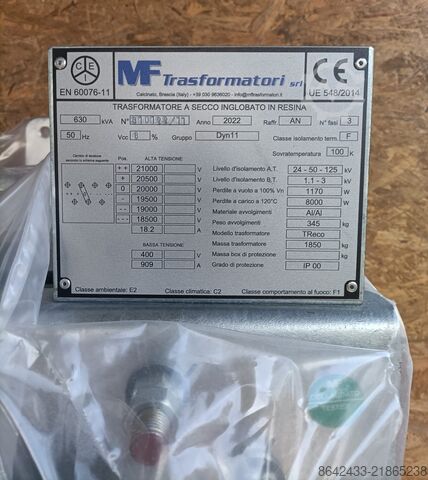 Transformer MF Trasformatori TReco- 630kVA - 20kV / 0,4 kV