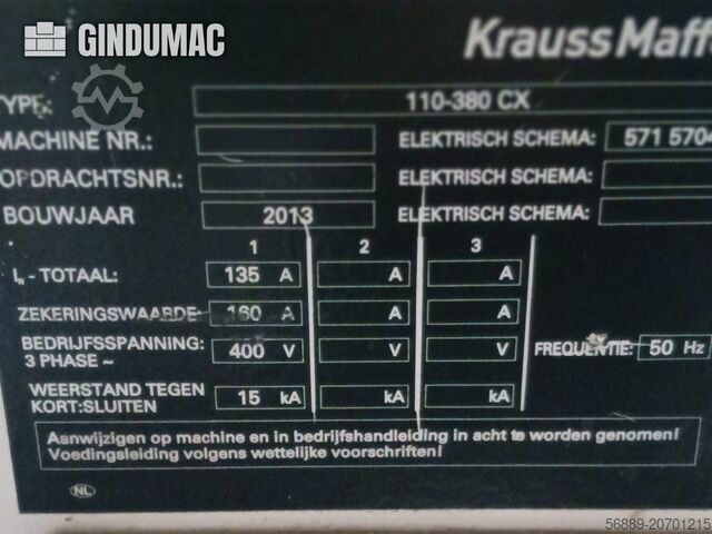 Hydraulische Spritzgießmaschine KraussMaffei 110-380 CX