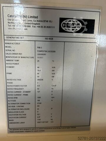 Aggregat FG Wilson P88-3 - Alternator broken - Genset - DPX-12653