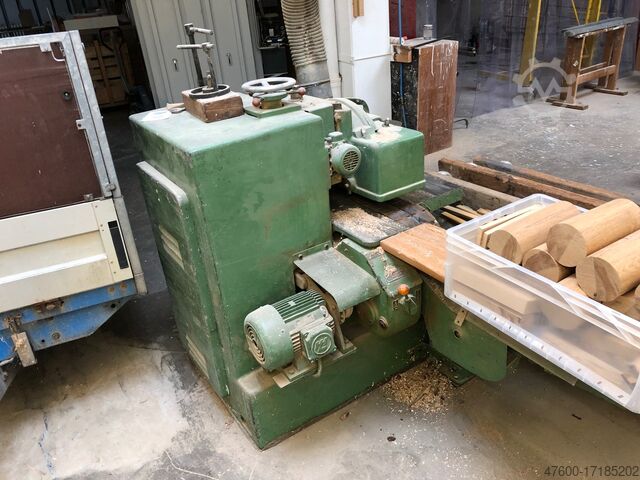 Trimming saw w. return transport device Timber Adolf John AB 2 Bauholzkreissäge Säge AB II Besäumsäge Holzssäge 380V