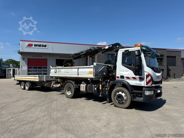 Tipper truck IVECO 140E250 Kipper mit HIAB Kran inklusive Anhänger