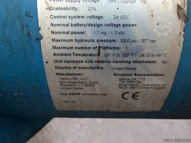 Trailer-Mounted Boom Lift Genie TZ-50 DC w/ Drive 17.09 m