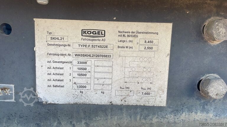 Kippauflieger Kögel S2T4S22E Aluminum Trailer