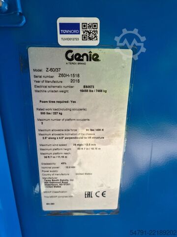 Articulated boom lift Genie Z-60/37 DC