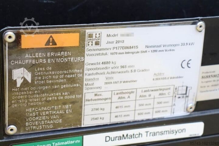Forklift Hyster H3.0FT Valid inspection, *Guarantee! Diesel, Tripl