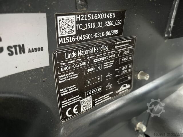 Electric 4-wheel forklift Linde E40H-01/600