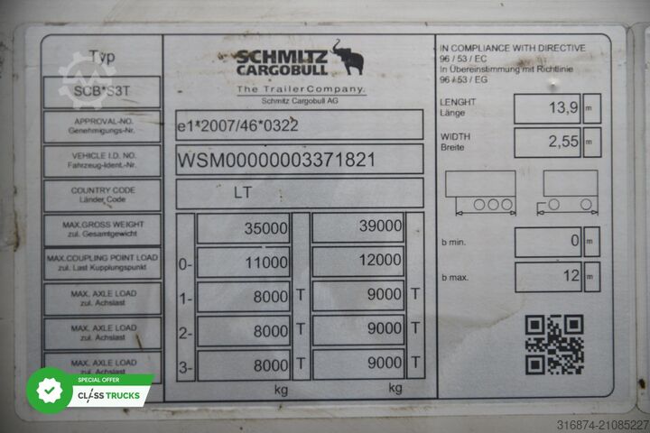 Open semitrailer with tarp SCHMITZ CARGOBULL SCS24/L Varios