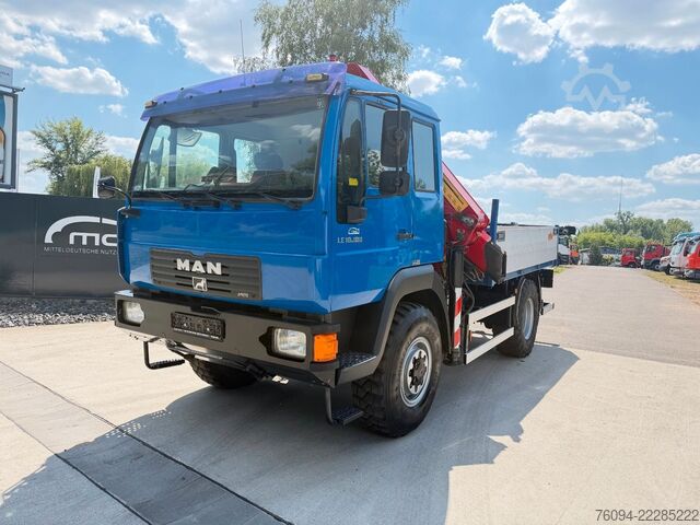 LKW mit Pritsche (offen) MAN TGM 10.180 4x4 KRAN 16m single bereift FUNK