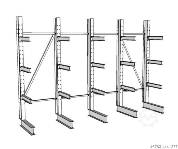 Cantilever rack, 6.30m H, 1.20m arms, 900kg Bruckamp Kragarmregal