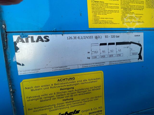 Truck mounted crane MERCEDES-BENZ Actros 1832 LL/MP3/Atlas 126.3 Funk/AC/Retarder
