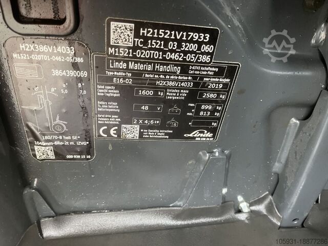 Electric 3-wheel forklift Linde E16-02