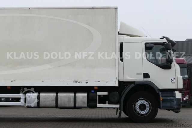 Flatbed truck with tarp VOLVO FE 300 Koffer XL-Tank LBW Euro 5