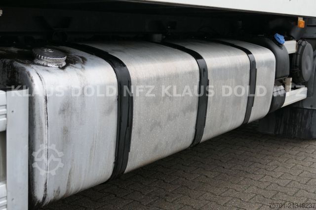 Flatbed truck with tarp VOLVO FE 300 Koffer XL-Tank LBW Euro 5