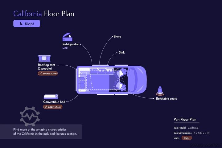 Wohnmobil 2022 Volkswagen California Coast | Automatico | Tetto Sollevabile