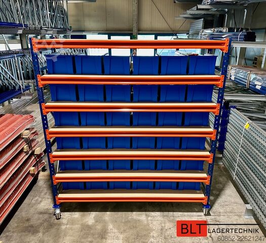 Screw shelf picking shelf Kommissionierwagen Regalwagen Rollwagen inkl. 36 x Sichtlagerkiste
