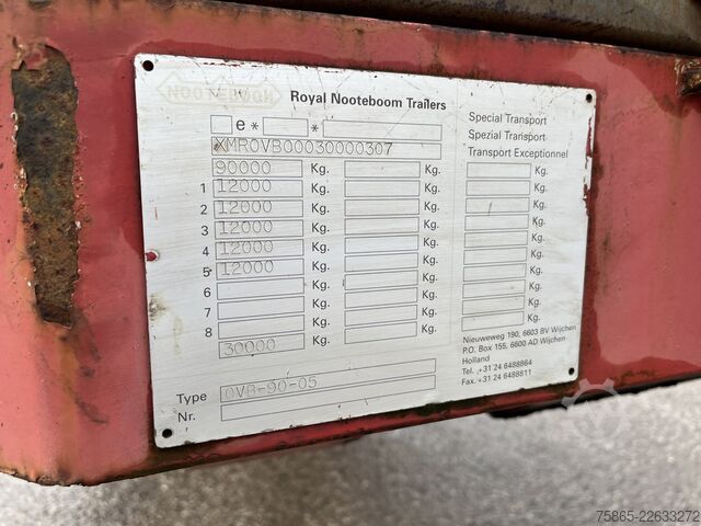 Plattformanhänger Nooteboom OVB-90-05 / 5 axle 12 Ton Hydraulic / BPW Drum ...