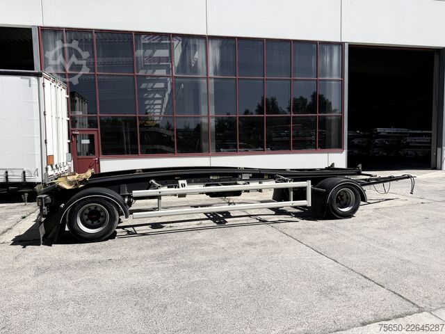Silo trailer Hüffermann HSA  2 Achs Schlitten- Abrollmuldenanhänger