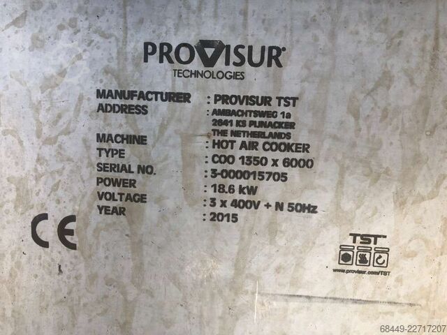 Linear oven 3 tiers, Type COO1350x6000 Provisur Hete-lucht-tunnel 3 laags, COO1350x6000