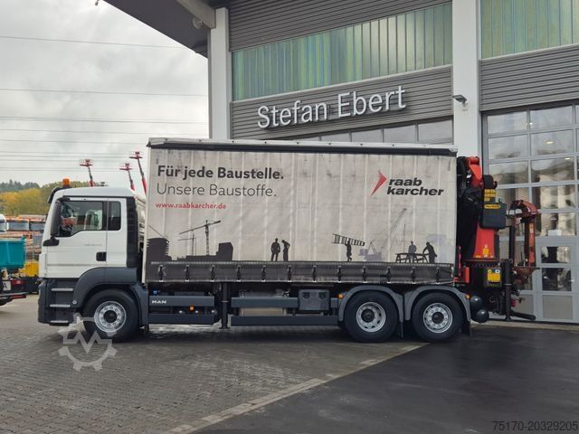 Flatbed truck with tarp MAN TGS 26.400 6x2-4 LL PK 34002-SH E+PJ 060 B Funk