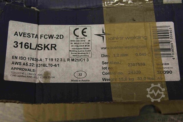 Schweißdraht 1,2 mm Gewicht 11 kg Boehler FCW-2D  316L/SKR