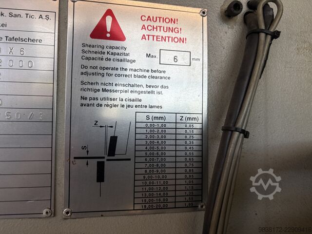 Hydraulic guillotine shear BAYKAL 3100 X 6