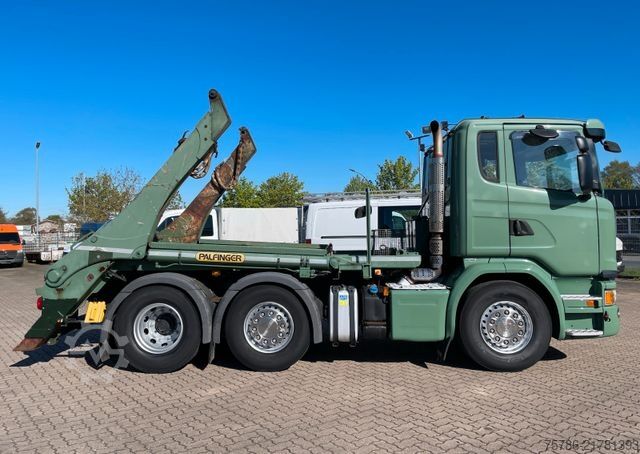 Skip truck SCANIA G 490 LB/ 6x2.4/ Palfinger/ Funk/ AC/ Standhzg.